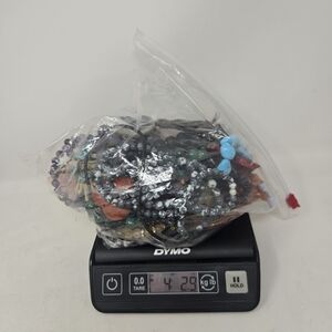 Vintage & Modern Semi-Precious Gemstone Beaded Jewelry Lot Jar 4+LBS